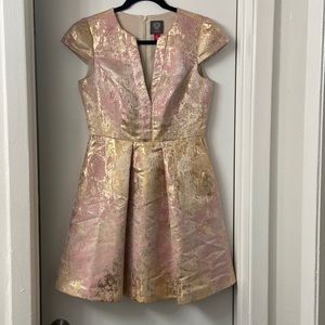 Vince Camuto pink and gold metallic dress